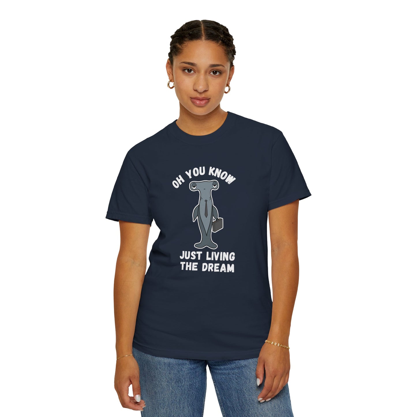 Irked Shark T-Shirt Living the Dream Sarcastic Office Worker Gift