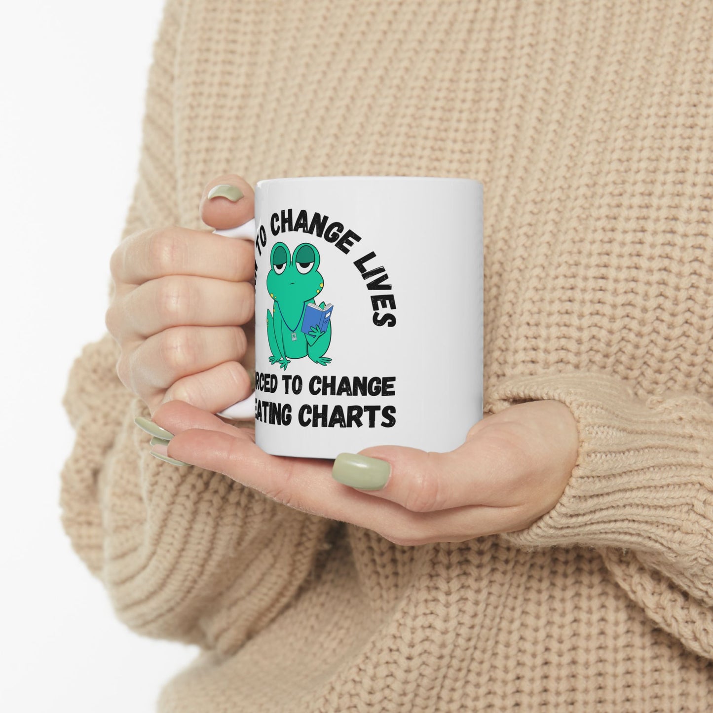 Mug - Irked Teacher Frog Saying 'Born to Change Lives, Forced to Change Seating Charts'