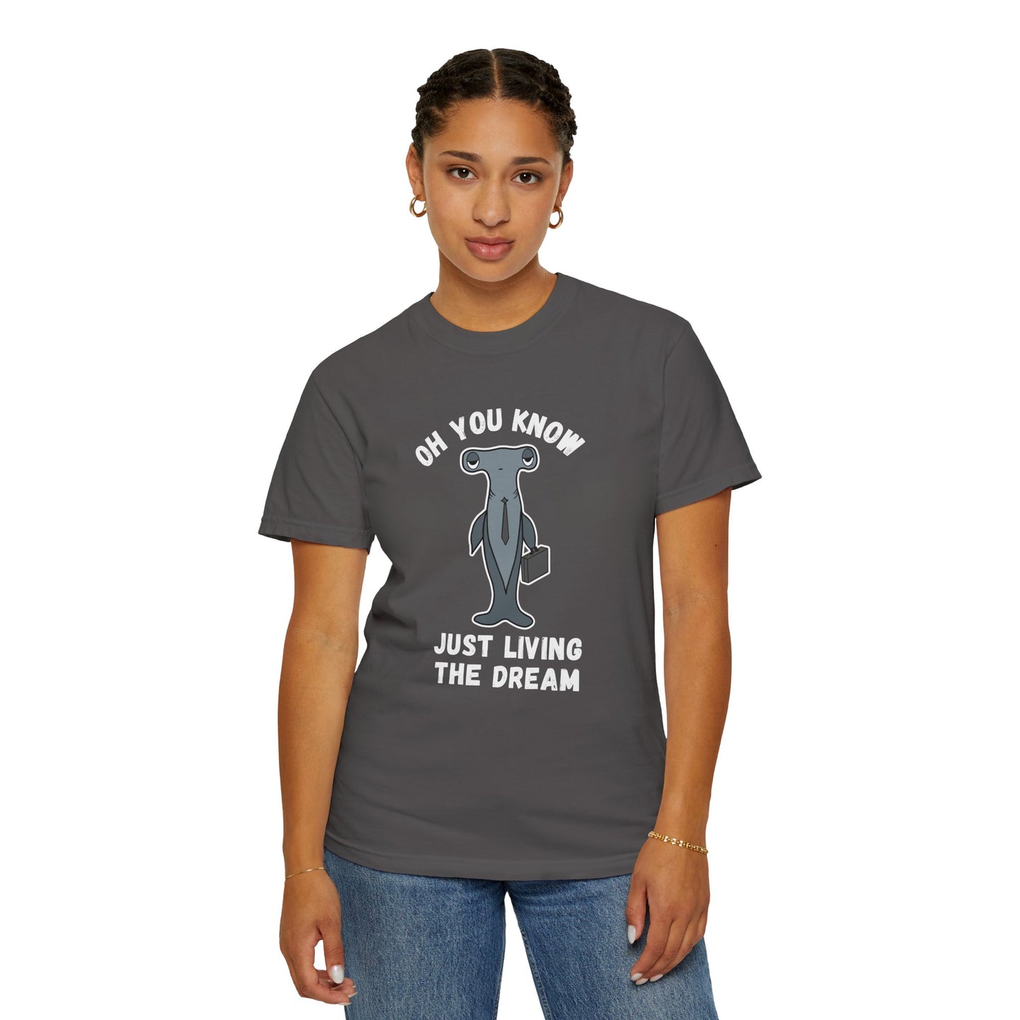 Irked Shark T-Shirt Living the Dream Sarcastic Office Worker Gift