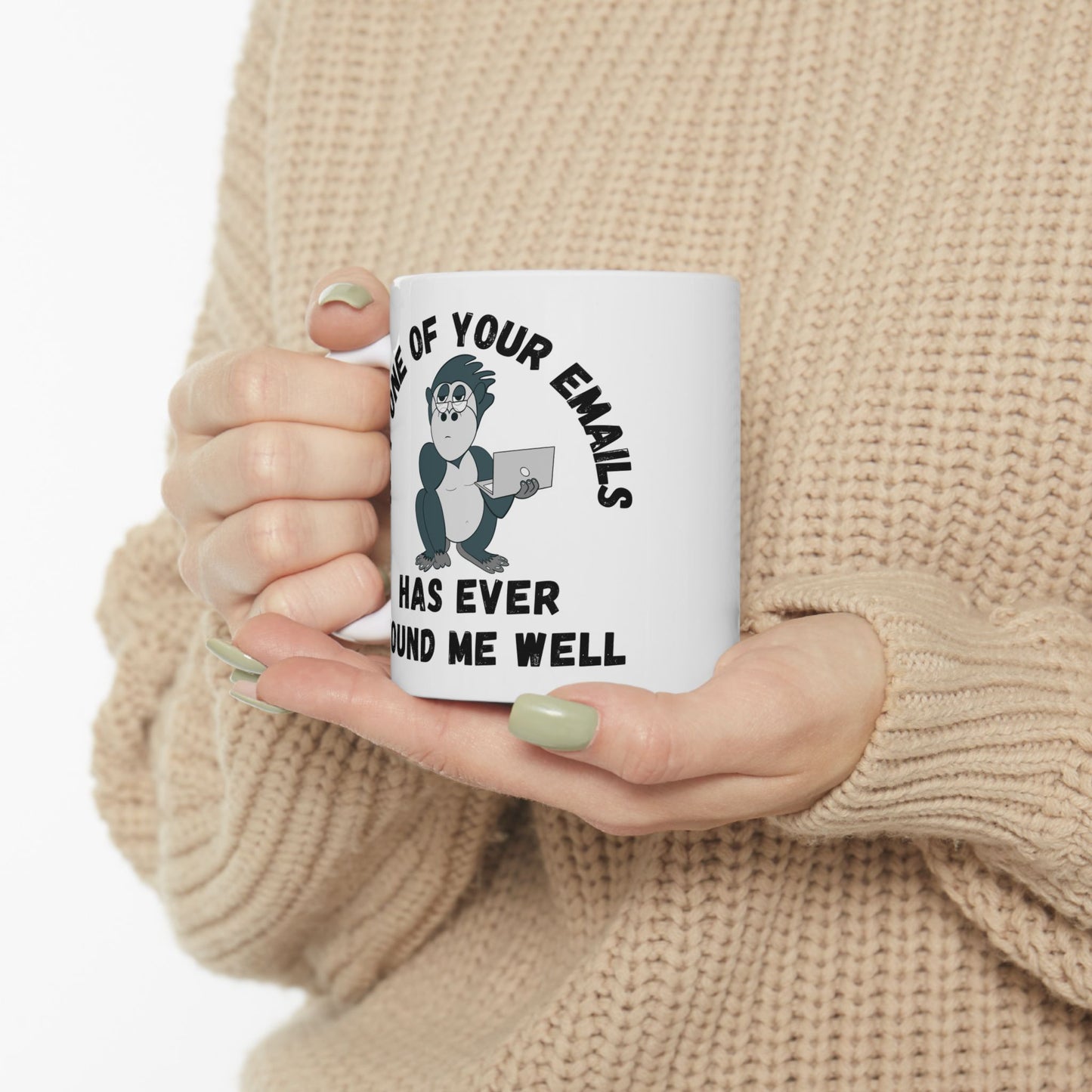 Irked Gorilla Mug - "Not One of Your Emails Has Ever Found Me Well", Office Humour Gift